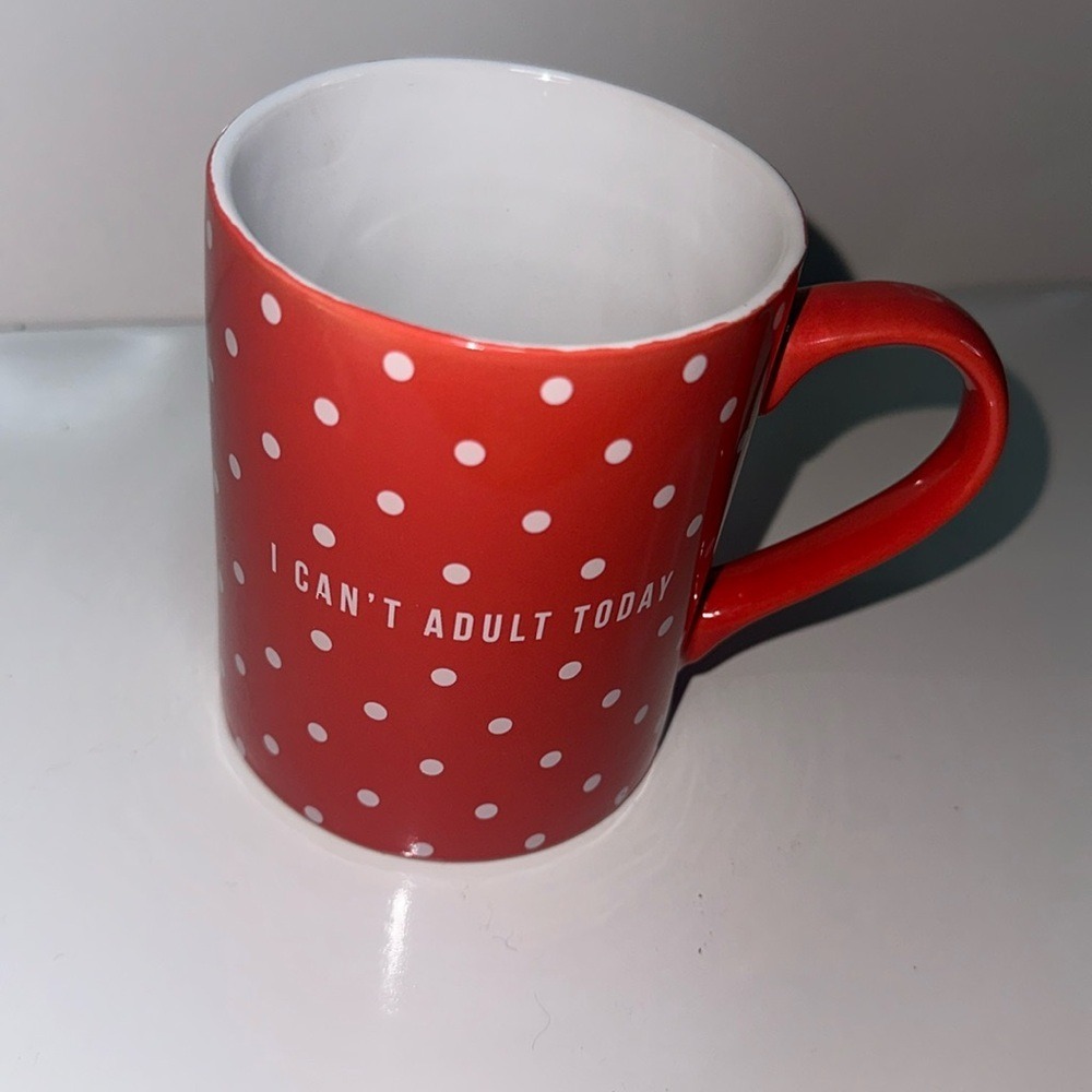 Hazel & Co Red Polka Dot I Can't Adult Today Ceramic Coffee Mug Cup